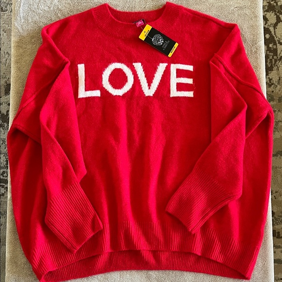 Vince Camuto Red 'LOVE' Sweater - Picture 1 of 7